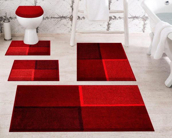 Badteppich Badematte Deckebezug WC Vorlage Diviso SUPERSOFT rubin rot 4
