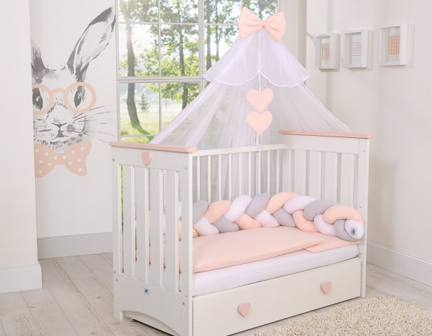 Universal Kinderbett Chiffon Moskitonetz 470 x 160cm Herzen Schleife 6 Farben